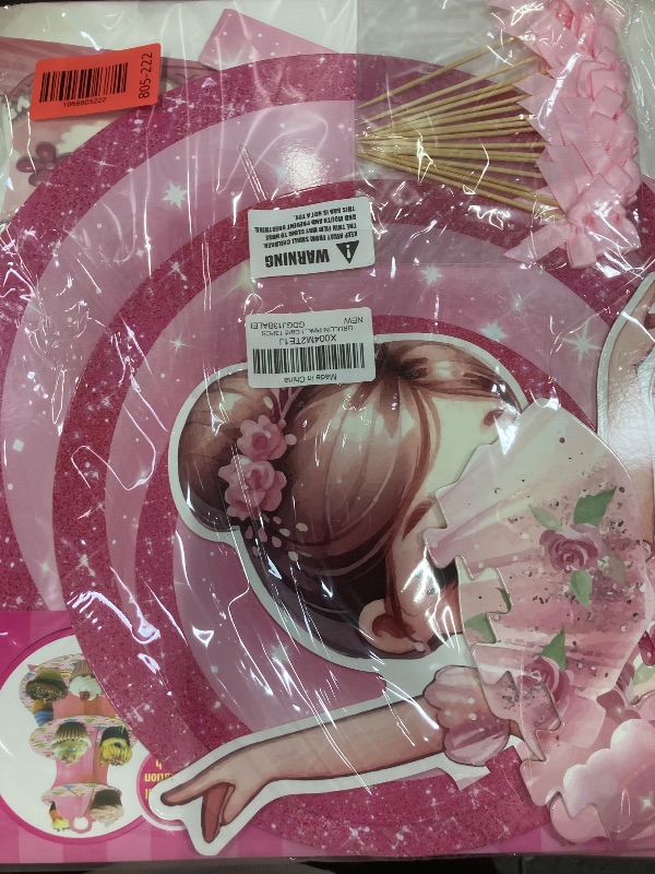 Photo 1 of *********PACK OF 2********GRULLIN Pink Ballernia Party Favor Decoration Set- 1PCS Tutu Ballet Dancing 3-Tier Cupcake Stand with Coquette Bow Toppers for Girl Birthday Baby Shower Supplies