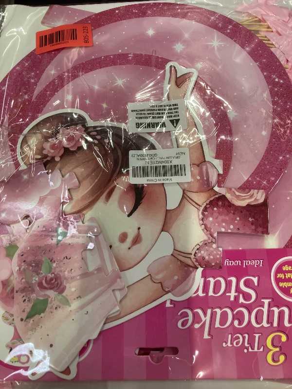 Photo 1 of *********PACK OF 2********GRULLIN Pink Ballernia Party Favor Decoration Set- 1PCS Tutu Ballet Dancing 3-Tier Cupcake Stand with Coquette Bow Toppers for Girl Birthday Baby Shower Supplies