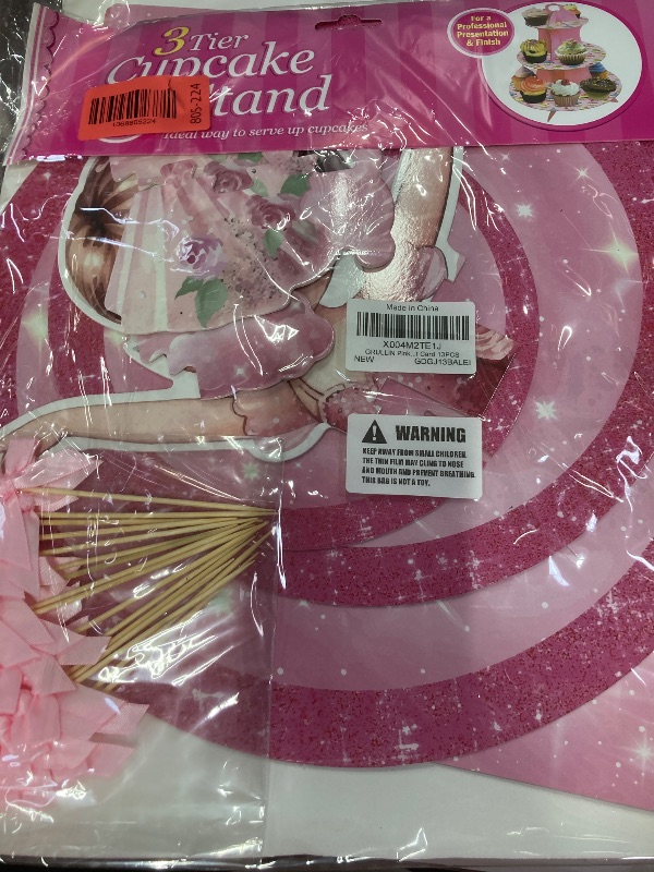 Photo 1 of *********PACK OF 2********GRULLIN Pink Ballernia Party Favor Decoration Set- 1PCS Tutu Ballet Dancing 3-Tier Cupcake Stand with Coquette Bow Toppers for Girl Birthday Baby Shower Supplies
