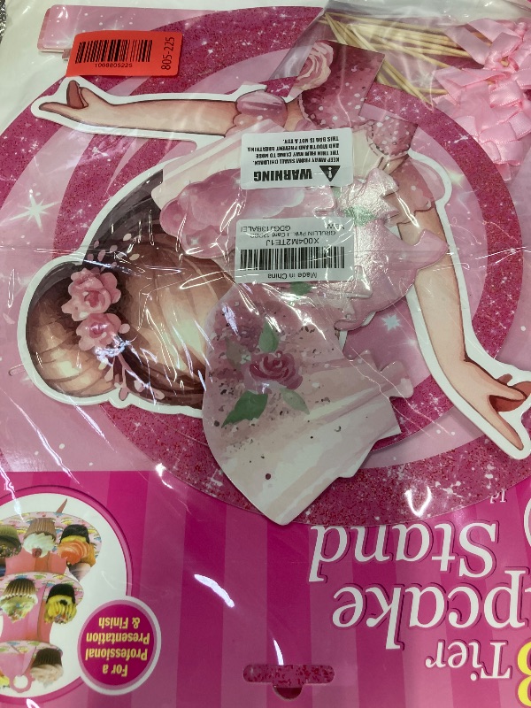 Photo 1 of *********PACK OF 2********GRULLIN Pink Ballernia Party Favor Decoration Set- 1PCS Tutu Ballet Dancing 3-Tier Cupcake Stand with Coquette Bow Toppers for Girl Birthday Baby Shower Supplies