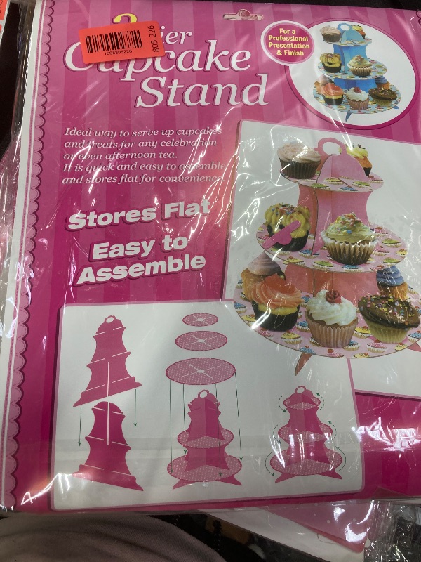 Photo 1 of *********PACK OF 2********GRULLIN Pink Ballernia Party Favor Decoration Set- 1PCS Tutu Ballet Dancing 3-Tier Cupcake Stand with Coquette Bow Toppers for Girl Birthday Baby Shower Supplies