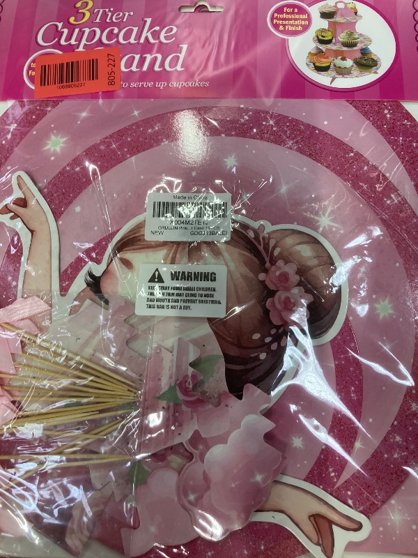 Photo 1 of *********PACK OF 2********GRULLIN Pink Ballernia Party Favor Decoration Set- 1PCS Tutu Ballet Dancing 3-Tier Cupcake Stand with Coquette Bow Toppers for Girl Birthday Baby Shower Supplies