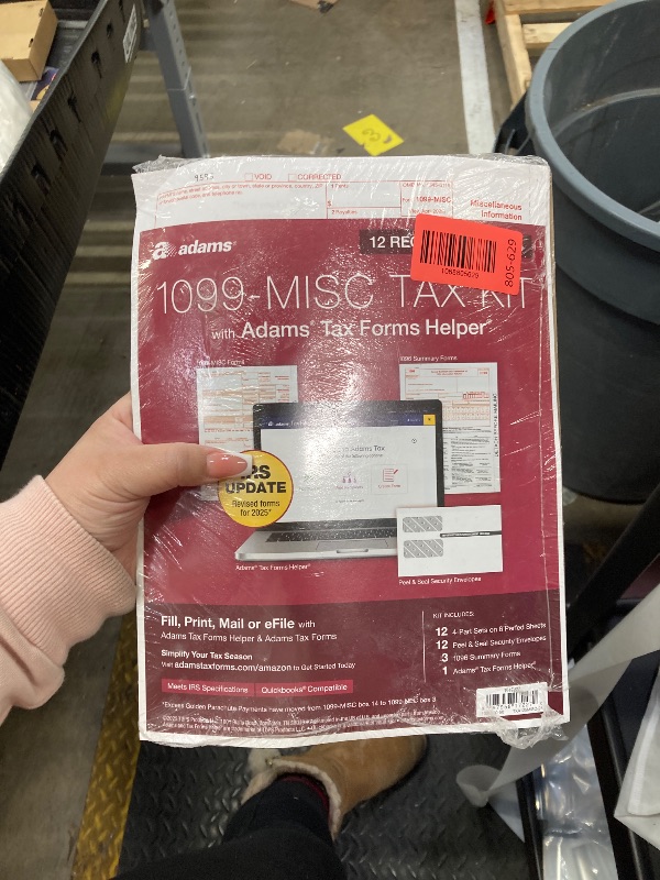 Photo 1 of Adams 1099 MISC Forms 2025, 4-Part Kit for 12 Recipients, Includes Envelopes, QuickBooks Compatible, eFile Access and Printing Through Adams Tax Forms Helper Software (1017227)
