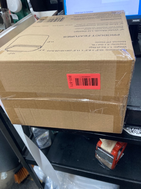 Photo 1 of ****Factory seal****

/Small Trash Can with Lid, 1.8 Gallon Flip-Top Wall-Mounted Garbage Can, Slim Waste Basket & Compost Bin for Bathroom, Kitchen, Bedroom, Living Room, Office, Laundry - White (1.8 Gel) (2.1 Gel)