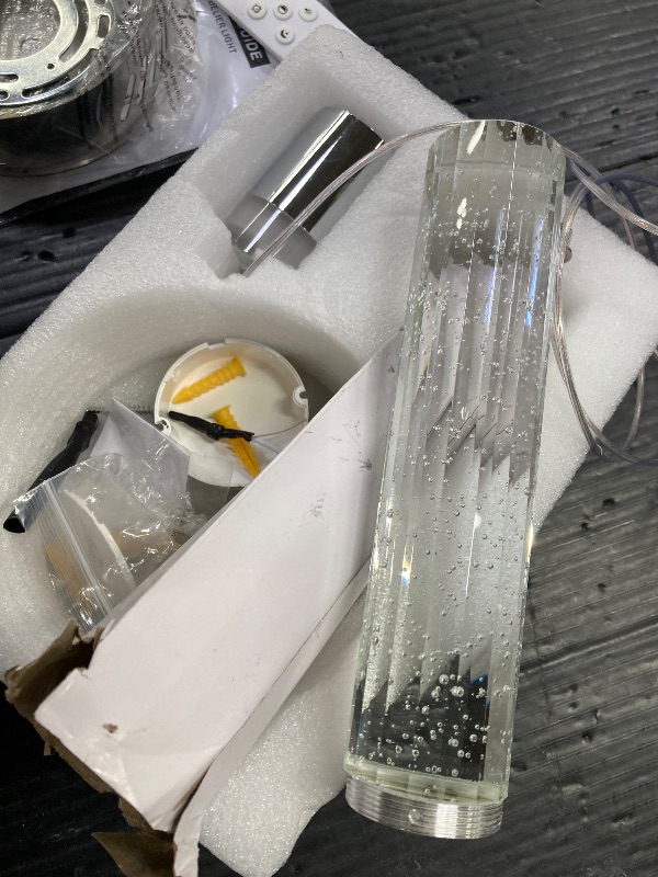 Photo 1 of ***1 LIGHT KIT***IDEQUY Modern LED Chrome Crystal Pendant Light Kitchen Island, Bedroom Bedside Hanging Ceiling Lamp with Crystal Bubble Column, Dimmable 3000k-6000k 1-Light Independent***1 LIGHT KIT**
