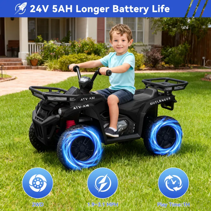 View 1 of ***DAMAGED PACKAGE***Yexmas 24V Kids ATV,Electric ATV for Kids 4 Wheelers Quad Car Toy, Ride On Toy Car As Gift for Kids,Black