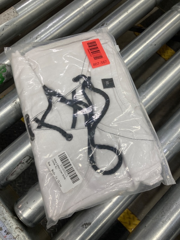 Photo 1 of ?Men's Banded Collar Stripe Shirt, Linen Cotton Mandarin Collar Long Sleeve Button Down Shirts Collarless Tops with Pocket for Casual & Business (Navy XXL)