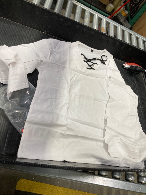 Photo 1 of ?Men's Banded Collar Stripe Shirt, Linen Cotton Mandarin Collar Long Sleeve Button Down Shirts Collarless Tops with Pocket for Casual & Business (Navy XXL)