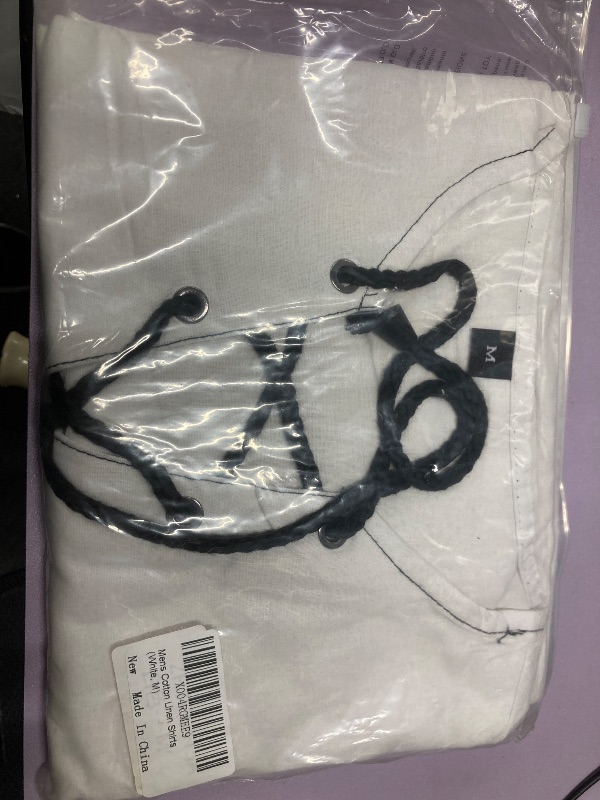 Photo 1 of ?Men's Banded Collar Stripe Shirt, Linen Cotton Mandarin Collar Long Sleeve Button Down Shirts Collarless Tops with Pocket for Casual & Business (Navy XL)