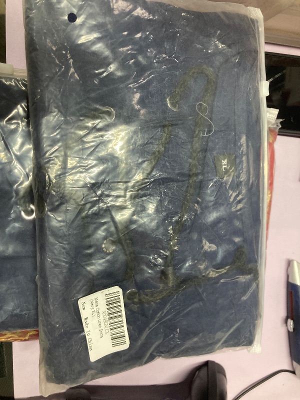 Photo 1 of ?Men's Banded Collar Stripe Shirt, Linen Cotton Mandarin Collar Long Sleeve Button Down Shirts Collarless Tops with Pocket for Casual & Business (Navy XXL)