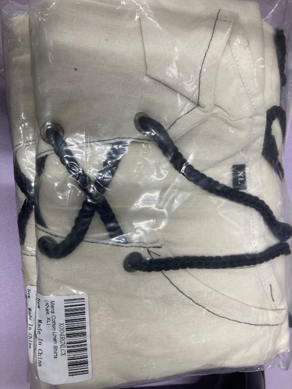 Photo 1 of ?Men's Banded Collar Stripe Shirt, Linen Cotton Mandarin Collar Long Sleeve Button Down Shirts Collarless Tops with Pocket for Casual & Business (Navy XXL)