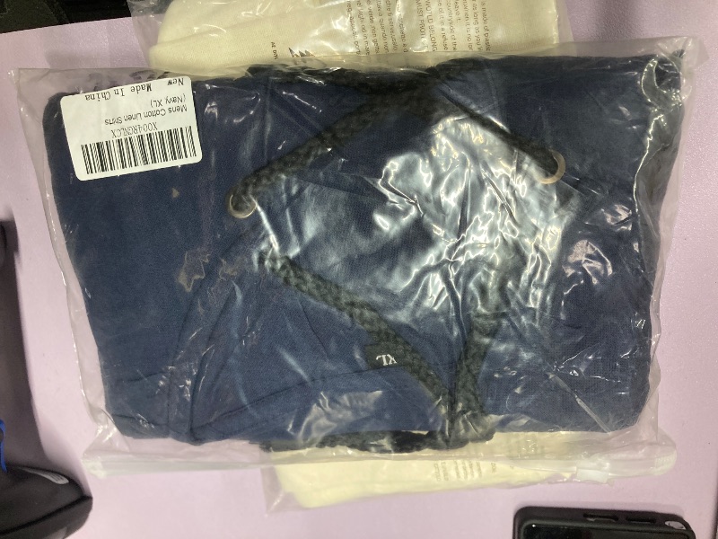 Photo 1 of ?Men's Banded Collar Stripe Shirt, Linen Cotton Mandarin Collar Long Sleeve Button Down Shirts Collarless Tops with Pocket for Casual & Business (Navy XXL)