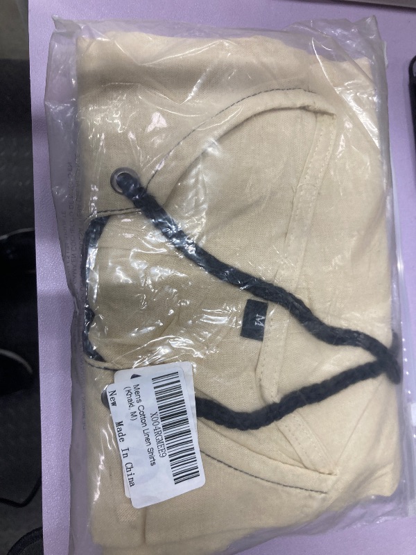 Photo 1 of ?Men's Banded Collar Stripe Shirt, Linen Cotton Mandarin Collar Long Sleeve Button Down Shirts Collarless Tops with Pocket for Casual & Business (Navy XL)