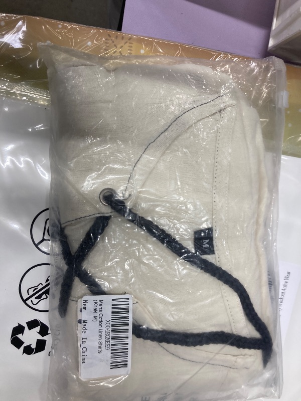 Photo 1 of ?Men's Banded Collar Stripe Shirt, Linen Cotton Mandarin Collar Long Sleeve Button Down Shirts Collarless Tops with Pocket for Casual & Business (Navy XL)