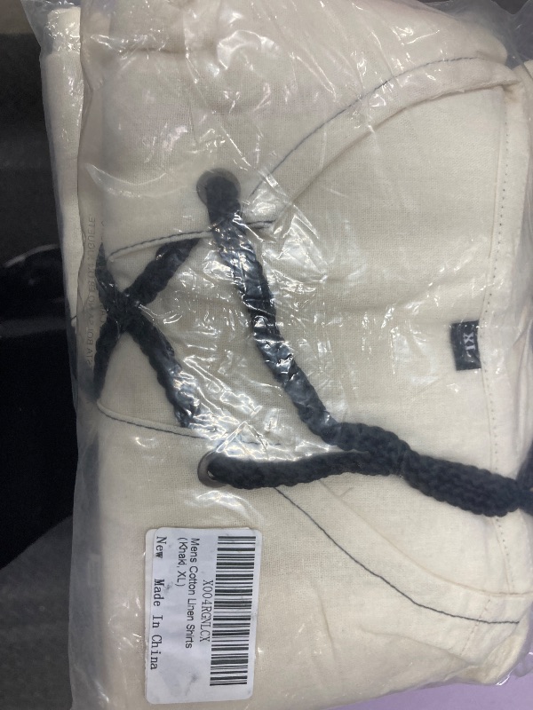 Photo 1 of ?Men's Banded Collar Stripe Shirt, Linen Cotton Mandarin Collar Long Sleeve Button Down Shirts Collarless Tops with Pocket for Casual & Business (Navy XXL)