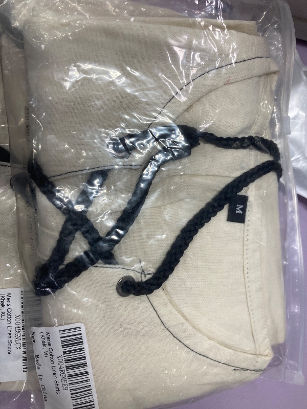 Photo 1 of ?Men's Banded Collar Stripe Shirt, Linen Cotton Mandarin Collar Long Sleeve Button Down Shirts Collarless Tops with Pocket for Casual & Business (Navy XL)