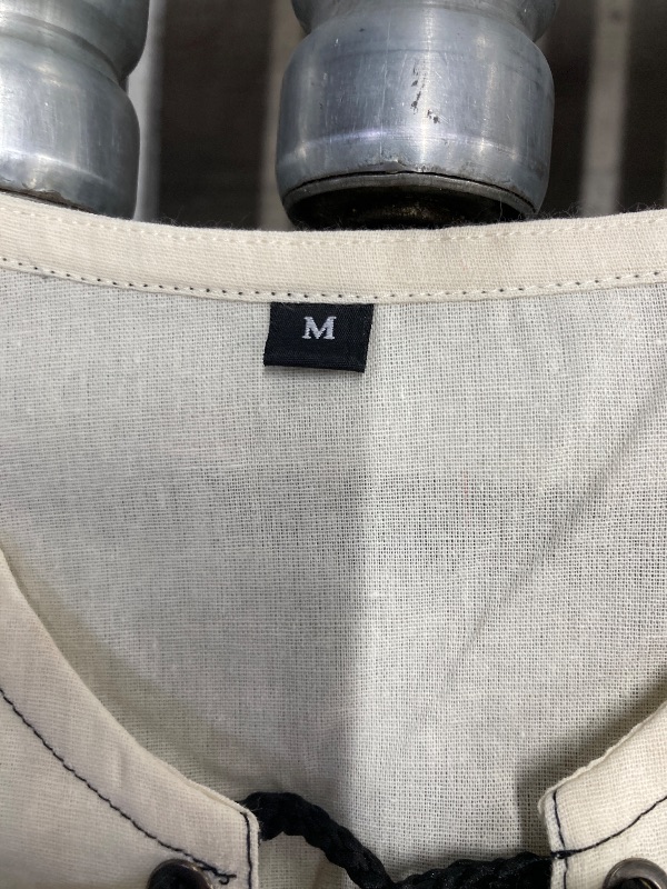 Photo 1 of ?Men's Banded Collar Stripe Shirt, Linen Cotton Mandarin Collar Long Sleeve Button Down Shirts Collarless Tops with Pocket for Casual & Business (Navy XL)