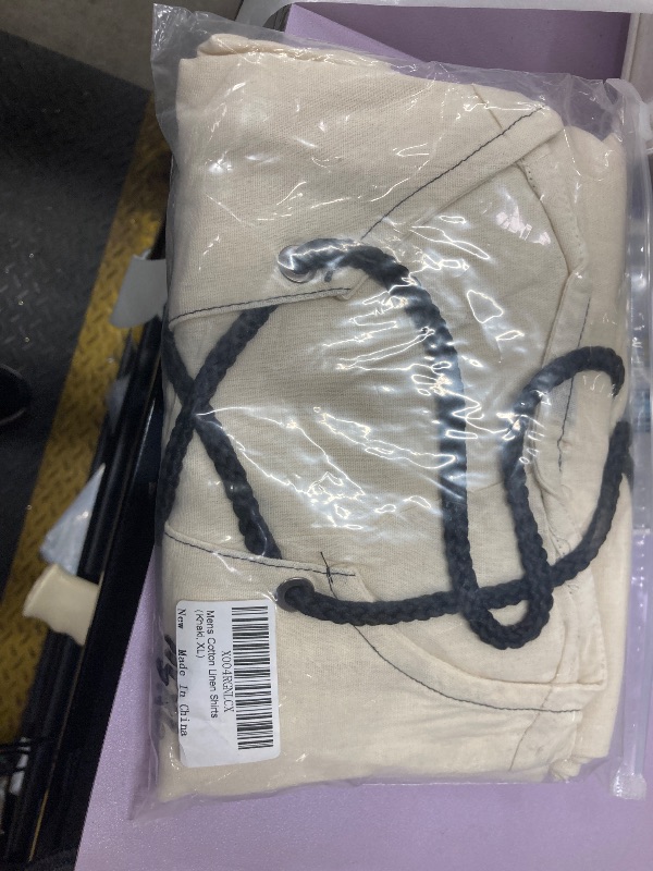 Photo 1 of ?Men's Banded Collar Stripe Shirt, Linen Cotton Mandarin Collar Long Sleeve Button Down Shirts Collarless Tops with Pocket for Casual & Business (Navy XXL)