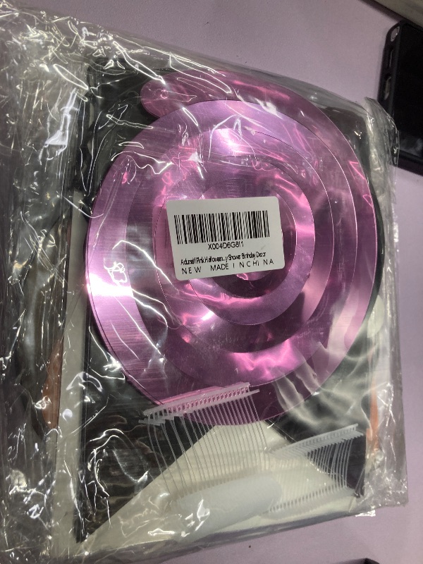 Photo 1 of **2 pak **Adurself Pink Halloween Party Decorations - 49Pcs Boo Hanging Swirls Bat Foil Spirals Cute Ghost Pumpkin Ceiling Streamers Happy Halloween Banner for Pink Themed Baby Shower Birthday Decor