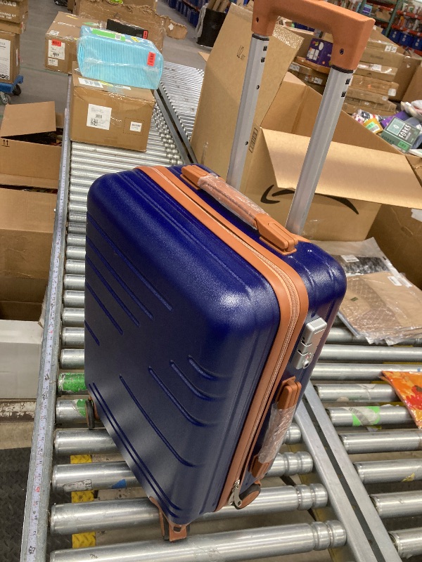 Photo 1 of ***DAMAGE HANDLE -SELLING AS IS*** Zimtown 20" Carry-on Luggage Hard Shell ABS Suitcase with Spinner Wheels and TSA Lock, Navy Blue