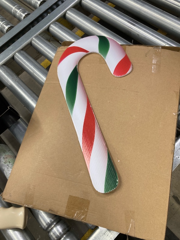 Photo 1 of 12 Pieces 15" Christmas Candy Cane Yard Sign with Stake Light String Christmas Outdoor Decoration Large Waterproof Pathway for Yard Lawn Garden Driveway Walkway Xmas Holiday Decoration