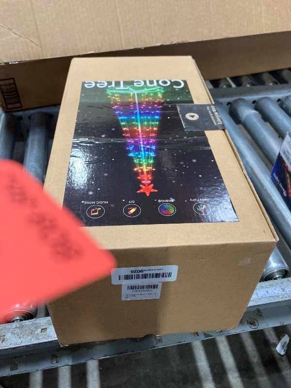 Photo 1 of **SOME LIGHTS DO NOT WORK****7.5Ft Smart LED Christmas Cone Tree Light, Lighted Artificial Tree with Star Topper, Music Sync with Remote APP Control, DIY RGB Light Show Tree for Xmas Indoor Outdoor Decorations (RGB)