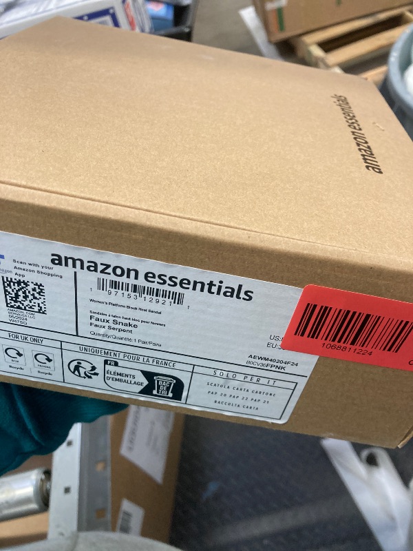 Photo 1 of Amazon Essentials Women's Platform Heel Sandal, Faux Snake, 8