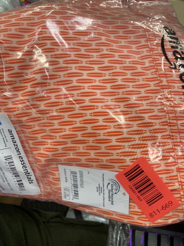 Photo 1 of Amazon Essentials Men's Board Shorts, Orange Surfboards Geo, XX-Large