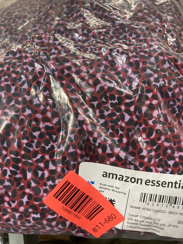 Photo 1 of Amazon Essentials Women's One-Piece Coverage Swimsuit (Available in Plus Size), Brick Red Leopard, 4XL