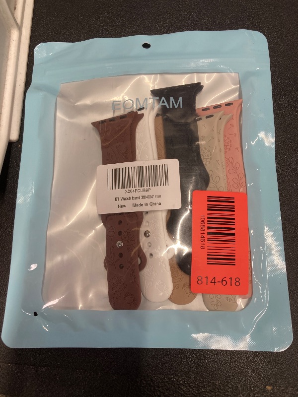 Photo 1 of 6 Pack Floral Engraved Silicone Bands Compatible for Apple Watch Band 38mm 40mm 41mm 42mm 44mm 45mm 46mm 49mm Women,Flower Sport Straps for iWatch Series 10 9 8 se Ultra 7 6 5 4 3 2