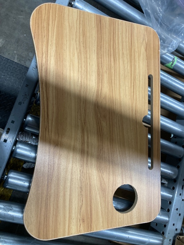 Photo 1 of ***BROKEN*****PHANCIR Foldable Lap Desk, 23.6 Inch Portable Wood Laptop Desk Table Workspace Office Organizer Bed Sofa Tray with Slots/Cup Holder/Drawer, Anti-Slip for Reading Writing Eating Watching, Walnut