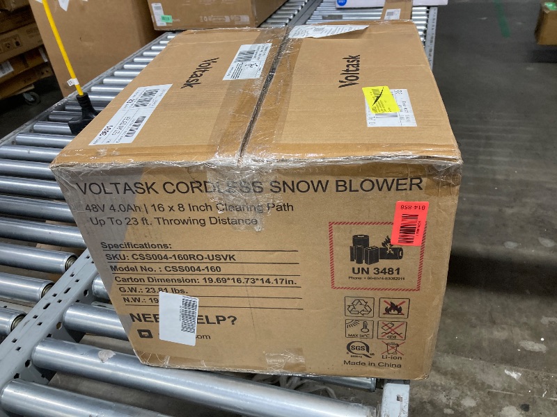 Photo 1 of **PARTS ONLY/WITH BATTERIES/DOES NOT WORK****VOLTASK 48V 16-inch Cordless Snow Shovel with Wheels,Electric Snow Blower with LED Lights, 2 Batteries & Dual Quick Charger Included for Driveway