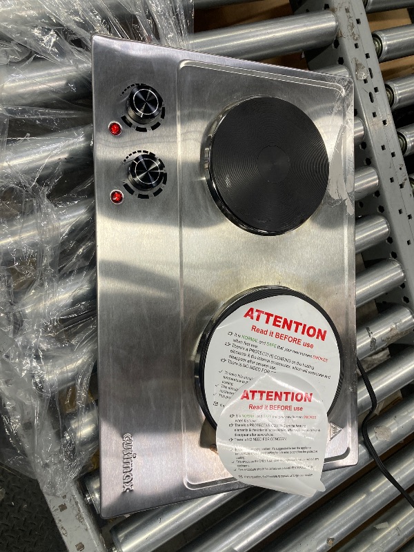 Photo 1 of ***DIRTY***Cusimax 1800W Double Hot Plate, Stainless Countertop Burner, Silver Portable Electric Cooktop, CMHP-C180