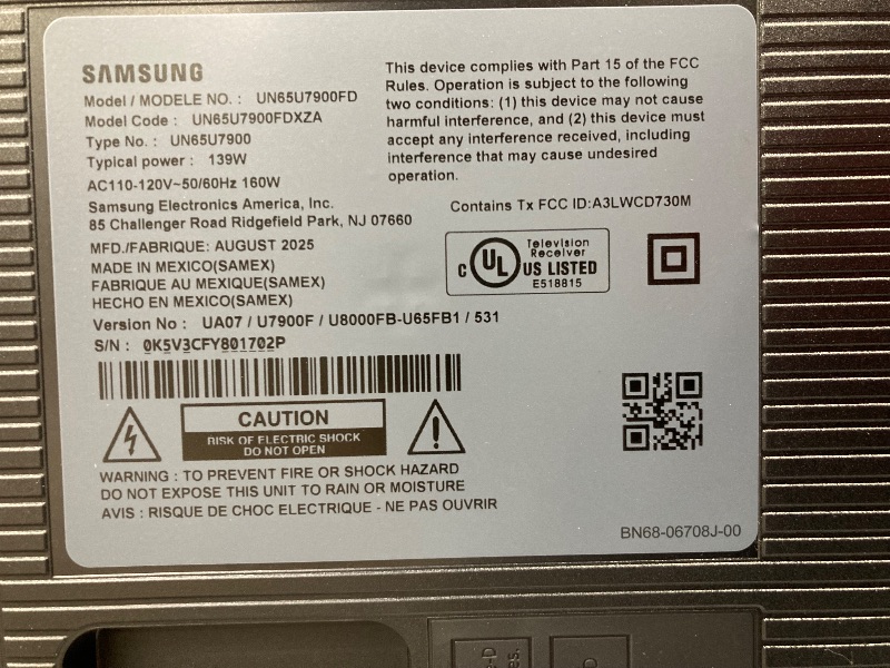 View 2 of ***MISSING SUPPORT LEG***Samsung 65" U7900F Crystal UHD 4K Smart TV with 4-Year Coverage