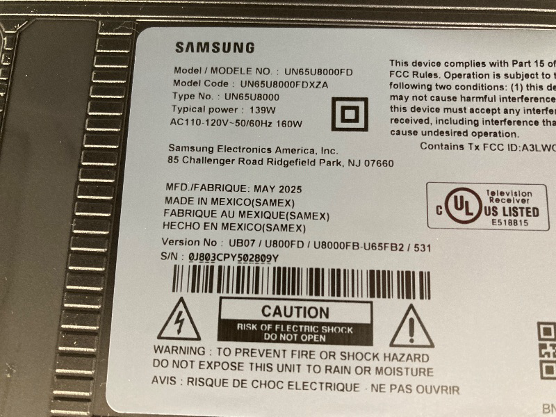 Photo 1 of ***MISSING REMOTE CONTROL***Samsung 65" U8000FD Crystal UHD 4K Smart TV with 4-Year Coverage