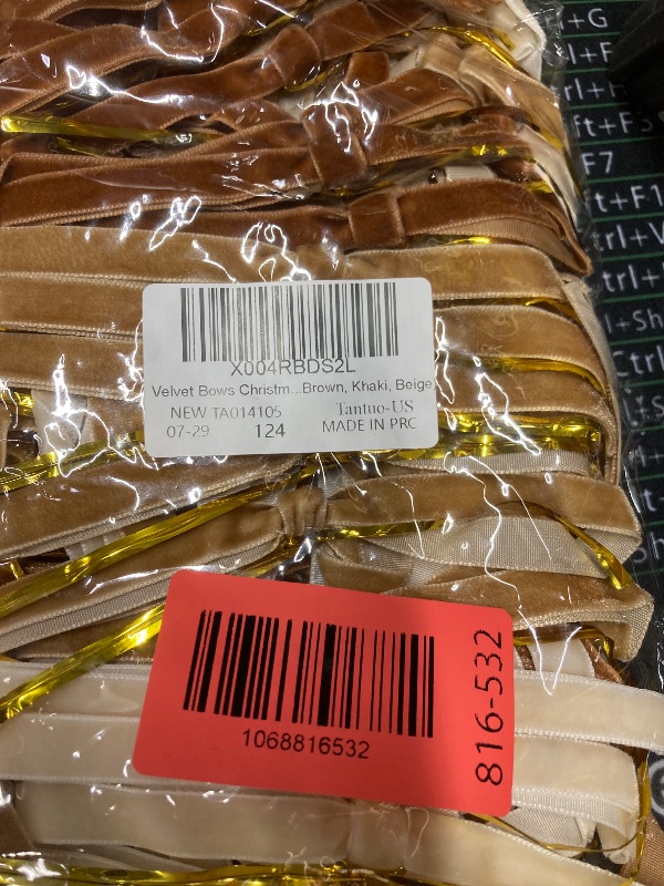 Photo 1 of 36 PCS Velvet Bows Christmas Tree Ornaments 3/8 Inch Rustic Crafts Gift Vintage Velvet Ribbon Wreath Bows for Home Indoor Outdoor Decoration (36, Brown, Khaki, Beige)