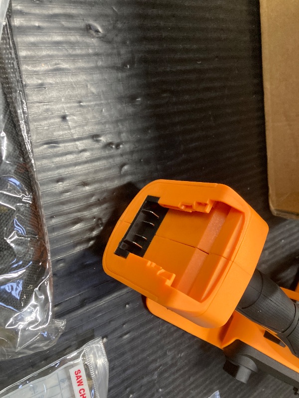 Photo 1 of ***MISSING BATTERY*THE PARTS YOU SEE ARE ALL THAT'S INCLUDED*NOTHING ELSE***Brushless Electric Chainsaw 12" Cordless Tool Only for Dewalt 20V/60V Battery with Auto Oiler & Security Lock, for Tree Trimming and Branch Wood Cutting (Tool Only) (for DeWalt 20