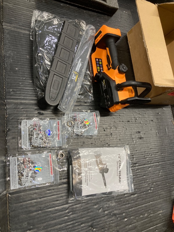 Photo 1 of ***MISSING BATTERY*THE PARTS YOU SEE ARE ALL THAT'S INCLUDED*NOTHING ELSE***Brushless Electric Chainsaw 12" Cordless Tool Only for Dewalt 20V/60V Battery with Auto Oiler & Security Lock, for Tree Trimming and Branch Wood Cutting (Tool Only) (for DeWalt 20