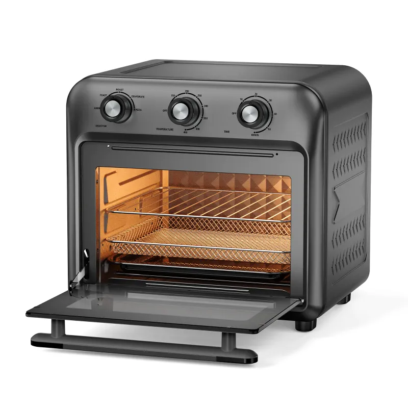 View 1 of 19QT Air Fryer Toaster Oven with Convection, 5-in-1 Countertop Cooker, Visible Window, Oil Free, 1500W, Black