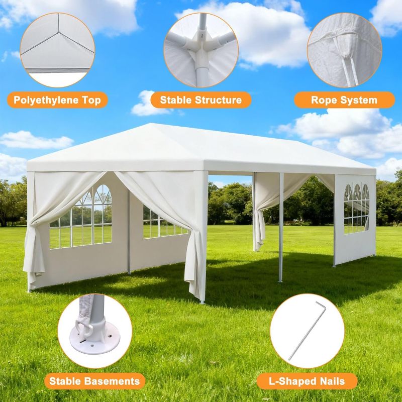 Photo 1 of 10'x30' Outdoor Party Tent Heavy Duty Large Backyard Canopy Tent Cater Party Favor Supplies Patio Gazebo for Outdoor Events Wedding Gatherings BBQ with Removable Sidewalls
