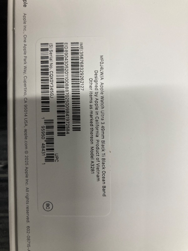 Photo 1 of **was opened to check everything is good** Apple Watch Ultra 3 [GPS + Cellular 49mm] Running & Multisport Smartwatch w/Rugged Titanium Case w/Black Ocean Band. Satellite Communications, Advanced Health & Fitness Tracking