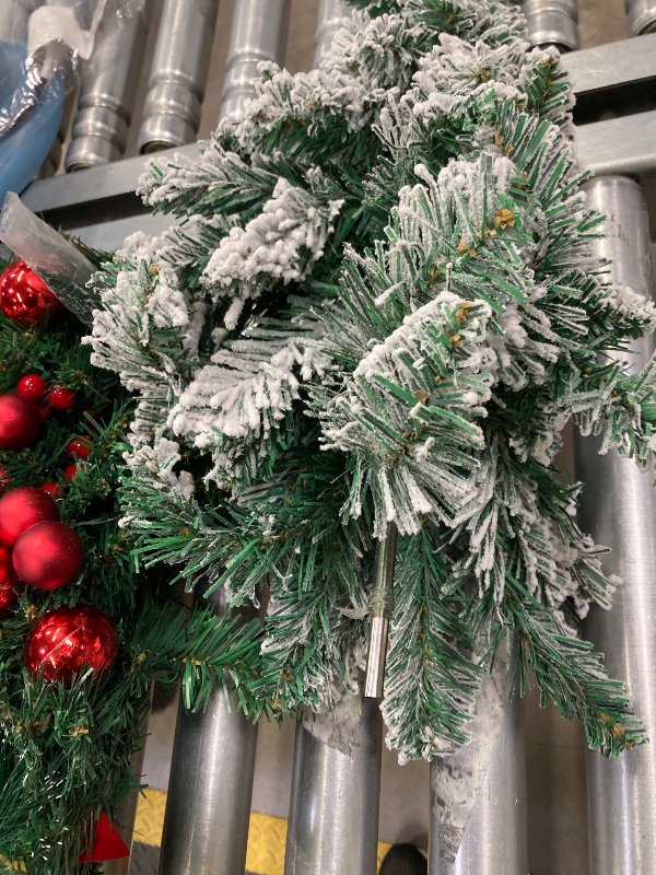 Photo 1 of ***PARTS ONLY -SELLING AS IS ***Waipfaru 22 inch Tabletop Christmas Tree with Lights, Artificial Mini Snow Flocked, Small Xmas Greenery Pine Cones Berry Clusters for Christmas Office Home Party Decorations