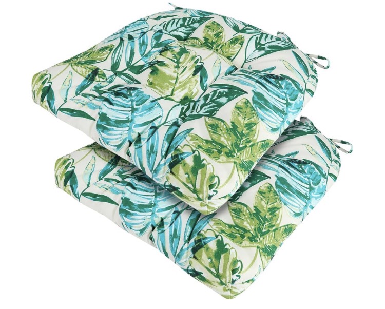 Photo 1 of 1 FUNHOME Outdoor Chair Cushions 19 x19 Inch,Water Resistant Tufted Seat Cushions 19",Reversible,Weather Resistant,Rounded Back Wicker Chair Cushion for Patio Garden Furniture(Palm Leaf)