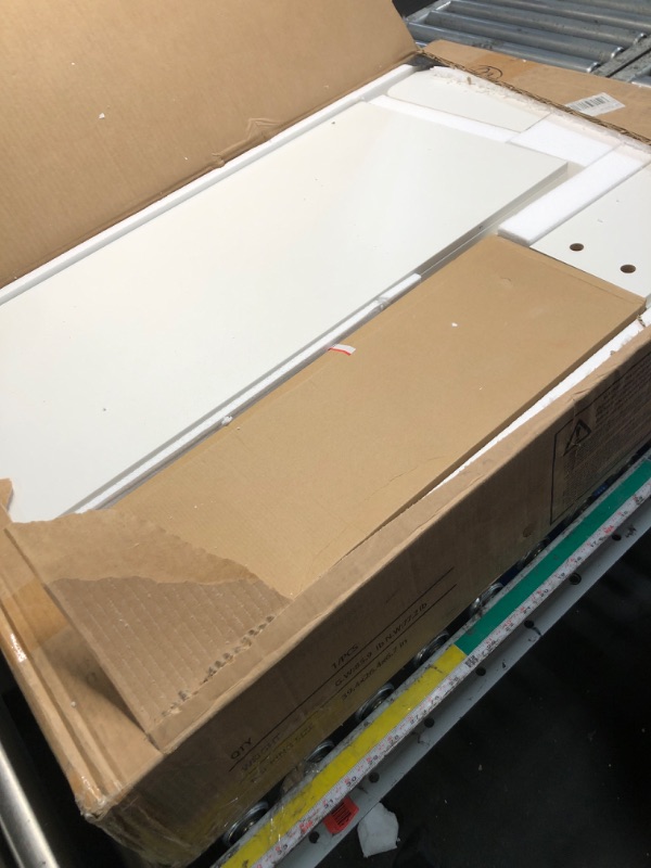 Photo 1 of *** PARTS ONLY - PARTIAL SET *** LIVELYGLOW Makeup Vanity Desk with Smart LED Mirror & Charging Station, 35.4" White Vanity Table Set with Cushioned Stool, 4 Drawers & Hairdryer Rack, Modern Bedroom Dressing Table-White