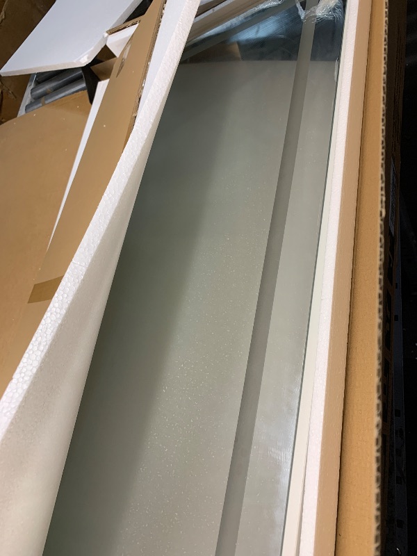 Photo 1 of ***Partial Set***
Pamapic Glass Top Vanity Desk with Crystal Handles, 11 Drawers Makeup Vanity with Mirror and Stool, 3 Lighting Modes Dressing Table, Power Outlet, Silent Slides, White