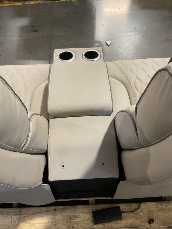 Photo 1 of ****Truck/Trailer Pick Up***
Signature Design by Ashley Boyington Contemporary Leather Match Power Reclining Loveseat with Console and USB Charging Ports, LED Lights and Adjustable Headrest, Light Gray