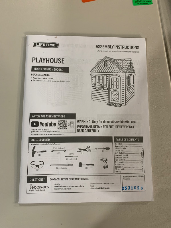 Photo 1 of ***PARTIAL SET - PRICE ADJUSTED*** BOX 2 OUT OF 2
Lifetime Heavy Duty Plastic Outdoor Playhouse, 6ft x 6ft x 7 ft Tall, Beige & Blue