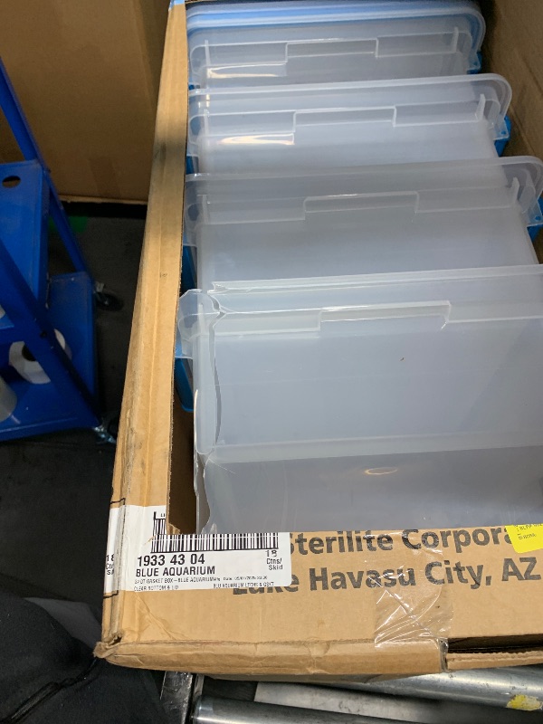 Photo 1 of ***1 is damaged****30L Clear Watertight Storage Box 4 pack 