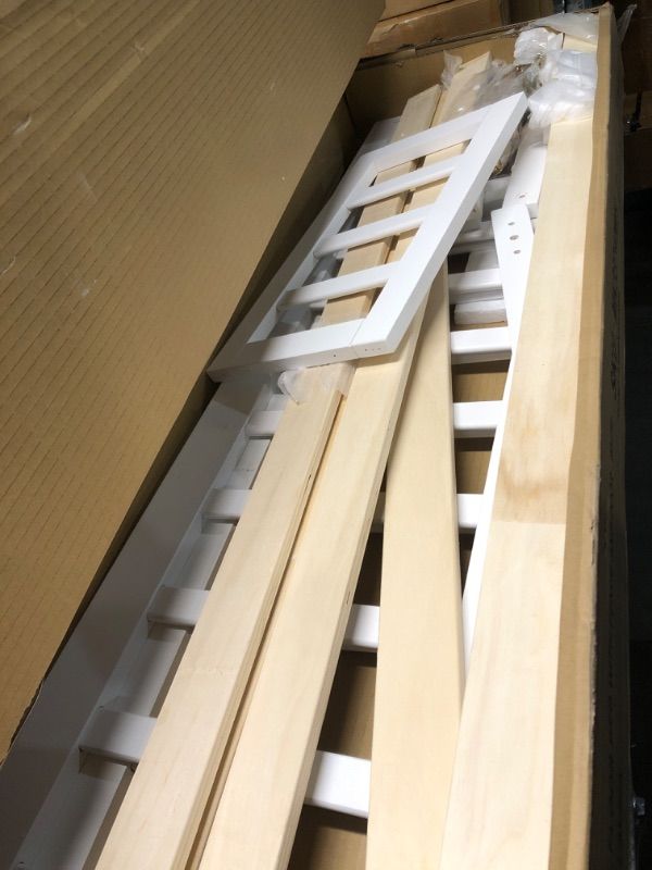 Photo 1 of ***FACTORY SEALED*** ***TRUCK/TRAILER PICKUP ONLY*** PVWIIK Full Size Montessori Floor Bed Frame with Convertible Door & Wood Slats for Kids,Wood Montessori Bed with Safety Guardrails for Girls & Boys,White
