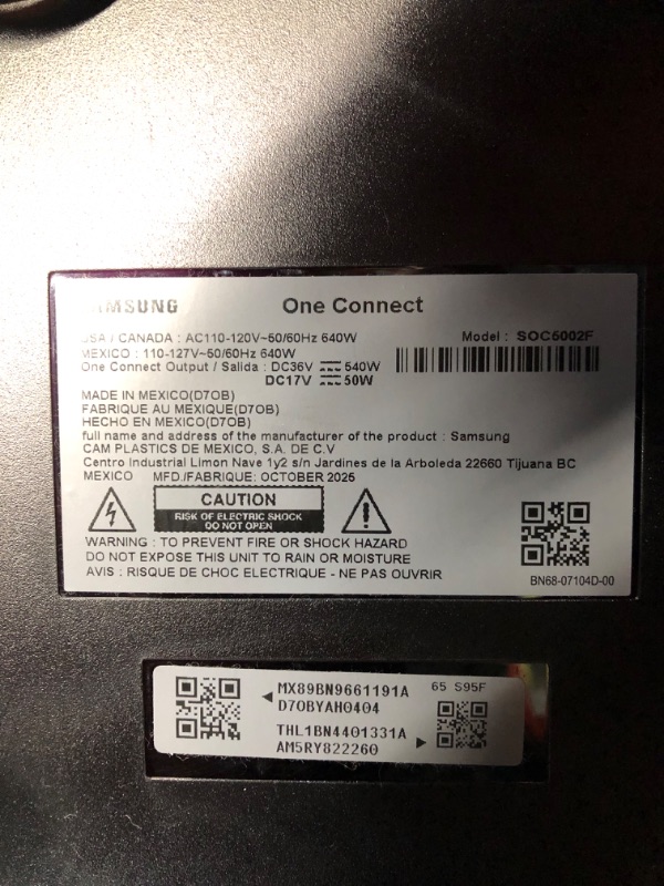 Photo 1 of **********SEE NOTES BEFORE BID*****************
SAMSUNG 65-Inch Class OLED S95F 4K Glare Free Smart TV (2025 Model) NQ4 AI Gen3 Processor, OLED HDR Pro, Motion Xcelerator 164Hz, Dolby Atmos, Samsung Vision AI, Alexa Built-in